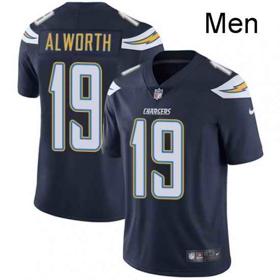 Men Nike Los Angeles Chargers 19 Lance Alworth Navy Blue Team Color Vapor Untouchable Limited Player NFL Jersey